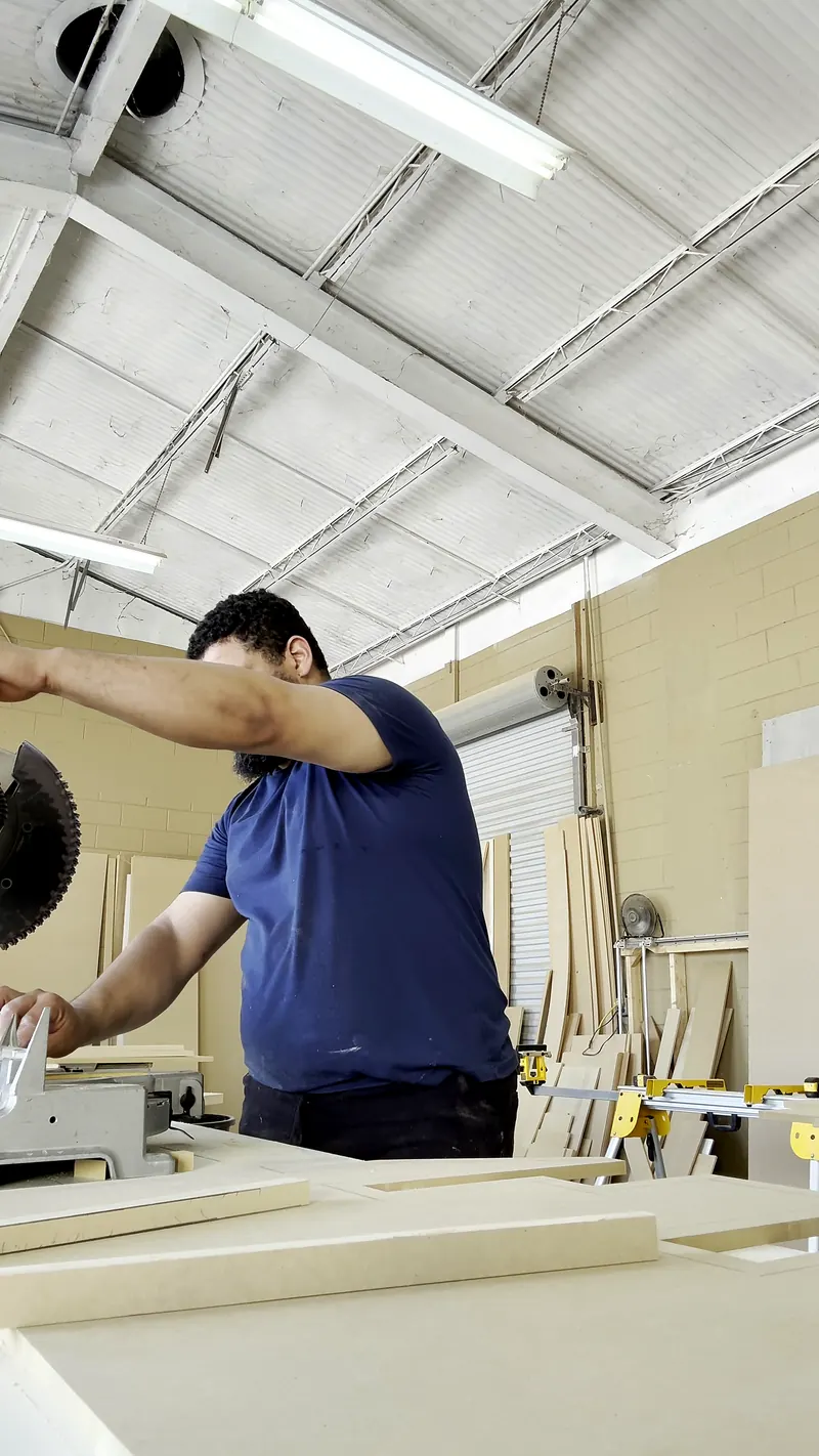 Pushing an MDF sheet through the table saw