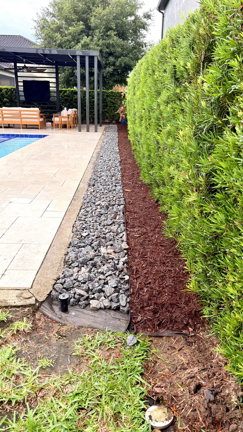 Decorative stone border and finished bed